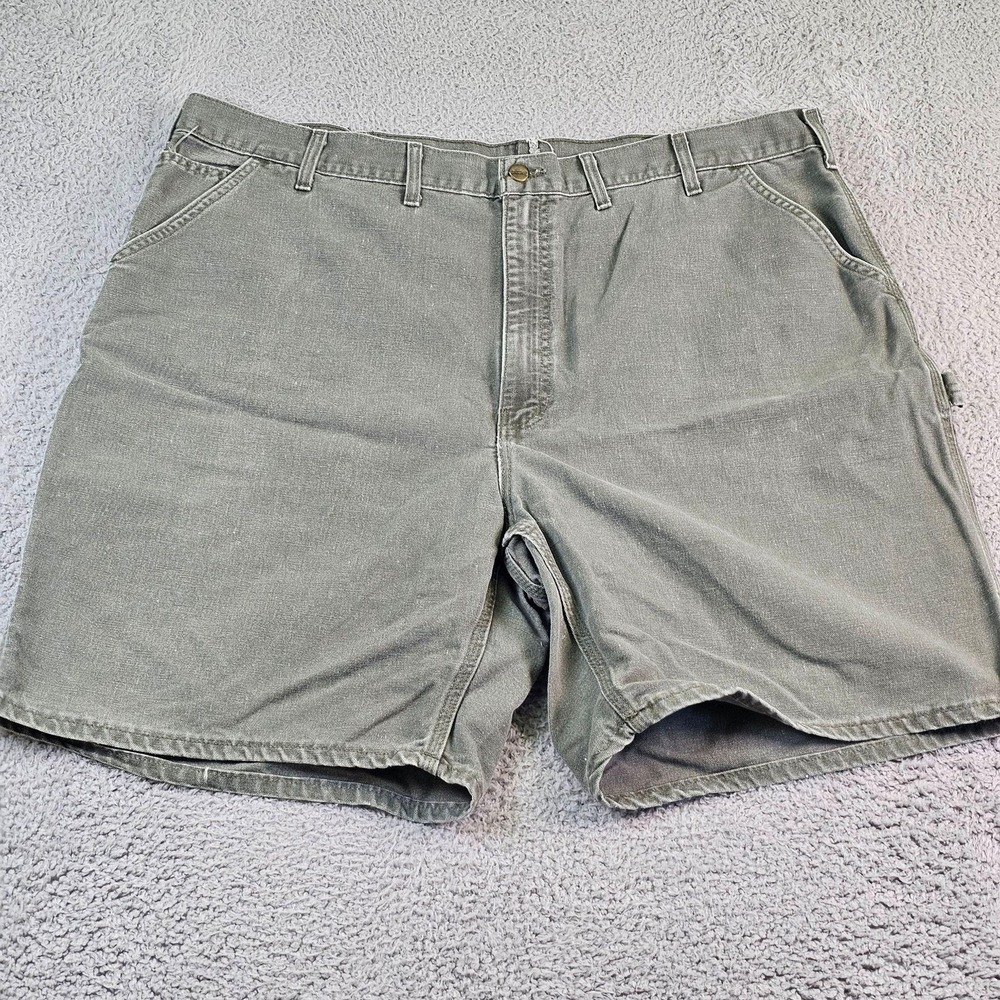 Vintage Carhartt Cargo Shorts Mens 44 Green Canvas Carpenter Made USA Altered